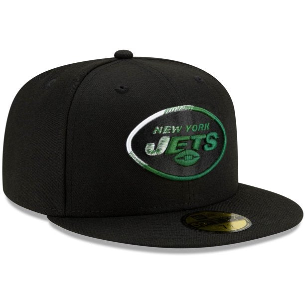 New Era Black New York Jets Logo Color Dim 59FIFTY Fitted Hat