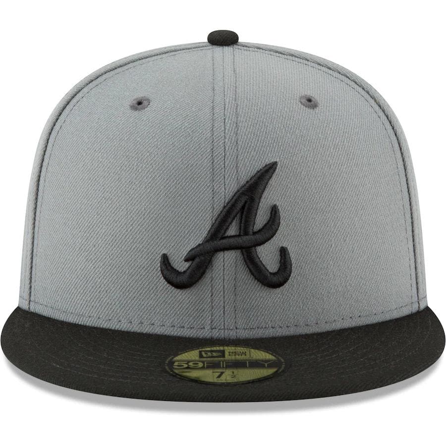 New Era Atlanta Braves Gray & Black Fitted Hat w/ Air Jordan 1 Retro High OG 'Shadow 2.0'