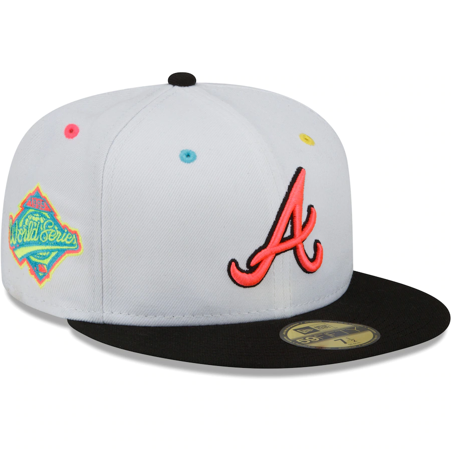 New Era Atlanta Braves White/Black 1995 World Series Champions Neon Eye 59FIFTY Fitted Hat