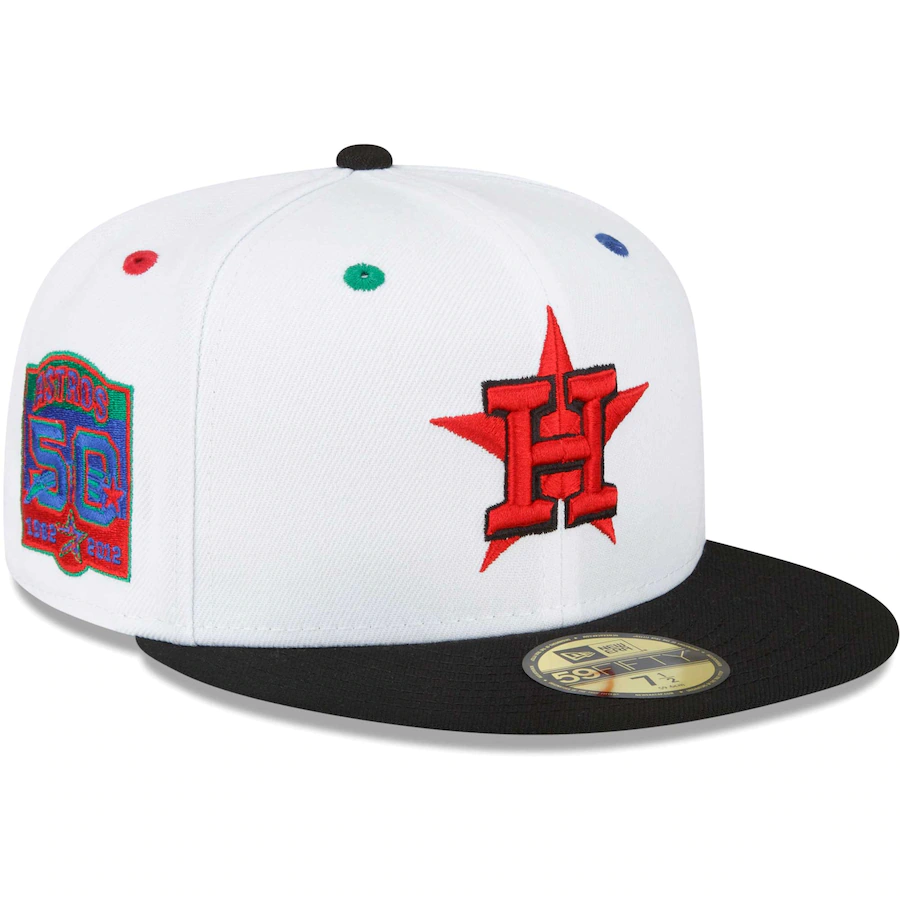 New Era Houston Astros White/Black 50th Anniversary Primary Eye 59FIFTY Fitted Hat