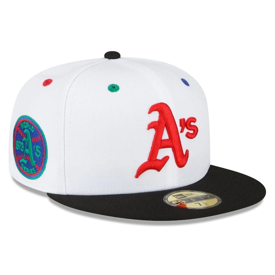 New Era Oakland Athletics White/Black 1973 World Series Primary Eye 59FIFTY Fitted Hat