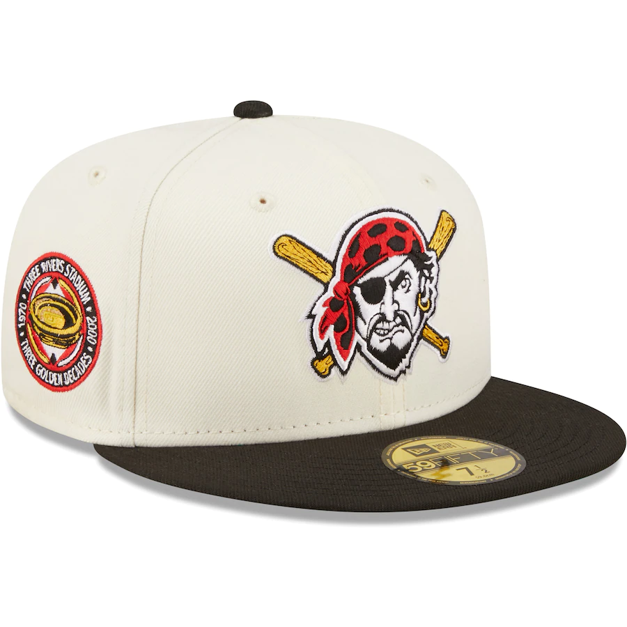 New Era Pittsburgh Pirates White/Black Cooperstown Collection Three Rivers Stadium Chrome 59FIFTY Fitted Hat
