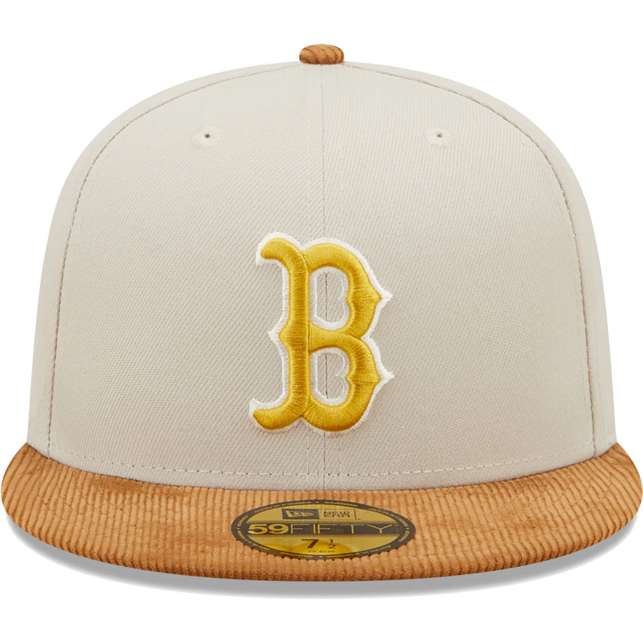 New Era Boston Red Sox Cream/Brown Corduroy Visor 2022 59FIFTY Fitted Hat
