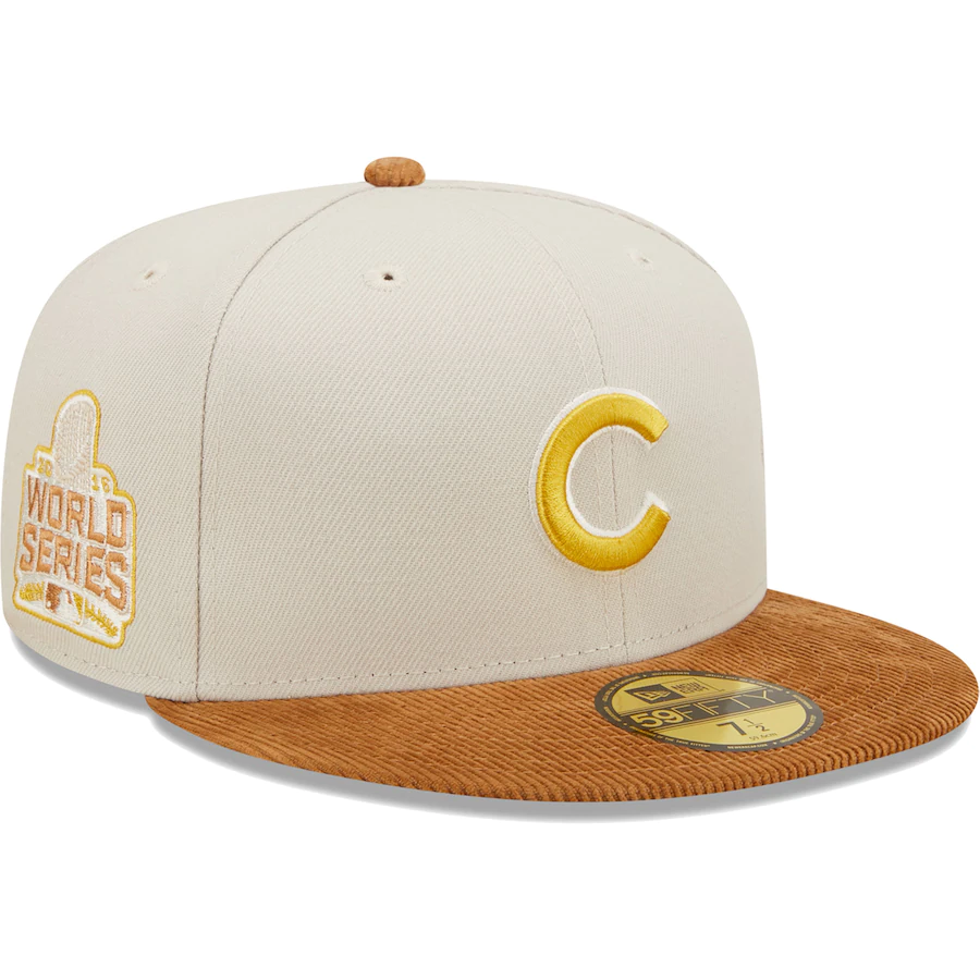 New Era Chicago Cubs Cream/Brown Corduroy Visor 2022 59FIFTY Fitted Hat
