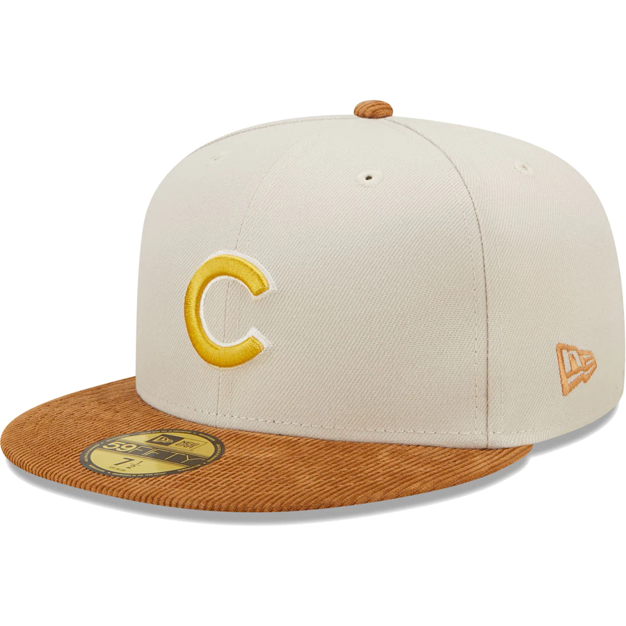 New Era Chicago Cubs Cream/Brown Corduroy Visor 2022 59FIFTY Fitted Hat