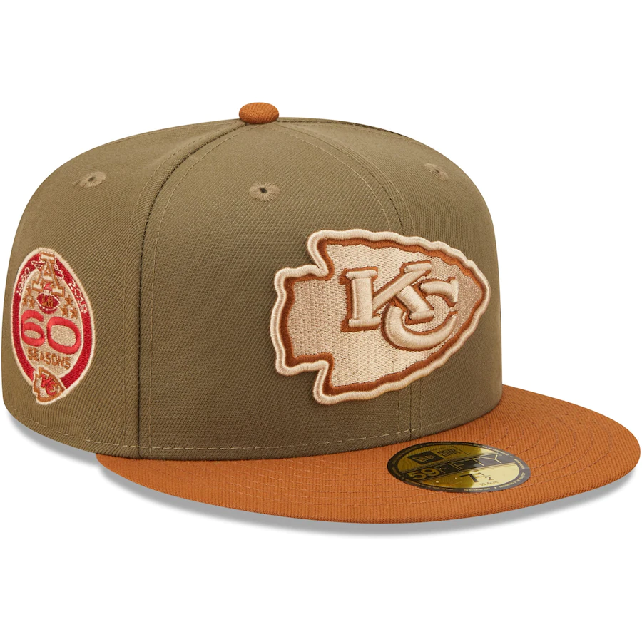 New Era Kansas City Chiefs 60 Season Olive/Brown Toasted Peanut 59FIFTY Fitted Hat