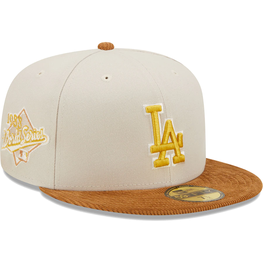 New Era Los Angeles Dodgers Cream/Brown Corduroy Visor 2022 59FIFTY Fitted Hat