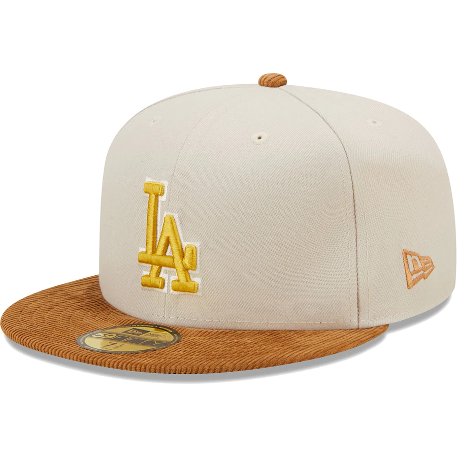 New Era Los Angeles Dodgers Cream/Brown Corduroy Visor 2022 59FIFTY Fitted Hat