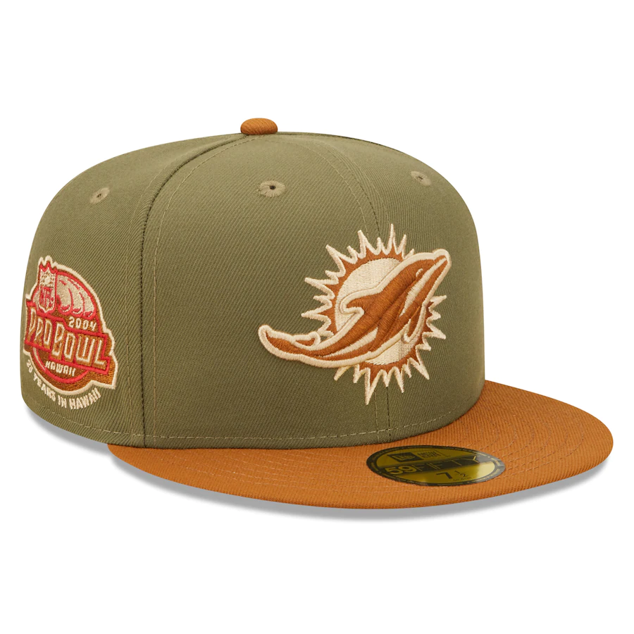 New Era Miami Dolphins 2004 Pro Bowl Olive/Brown Toasted Peanut 59FIFTY Fitted Hat