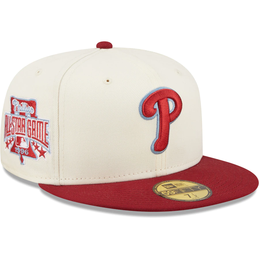 New Era Philadelphia Phillies White/Burgundy Cooperstown Collection 1996 MLB All-Star Game Chrome 59FIFTY Fitted Hat