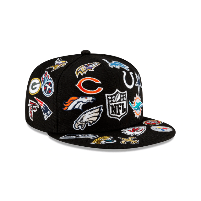 New Era NFL All Over Black Team Logos 59FIFTY Fitted Hat