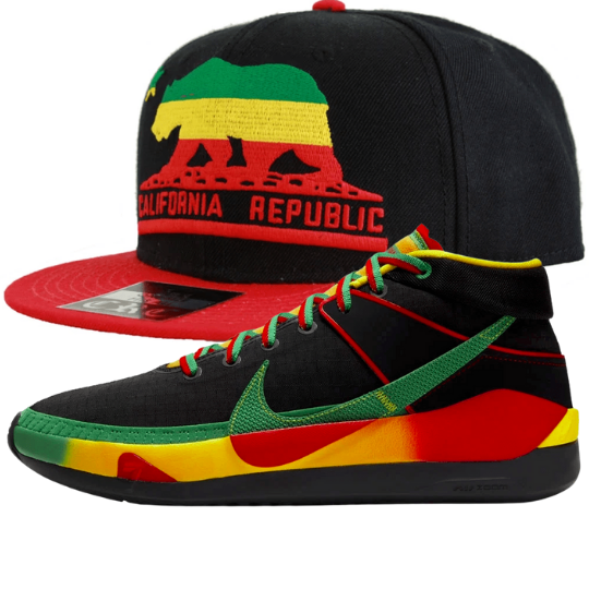 California Republic Rasta Snapback w/ Nike KD 13 Rasta Matching Sneakers