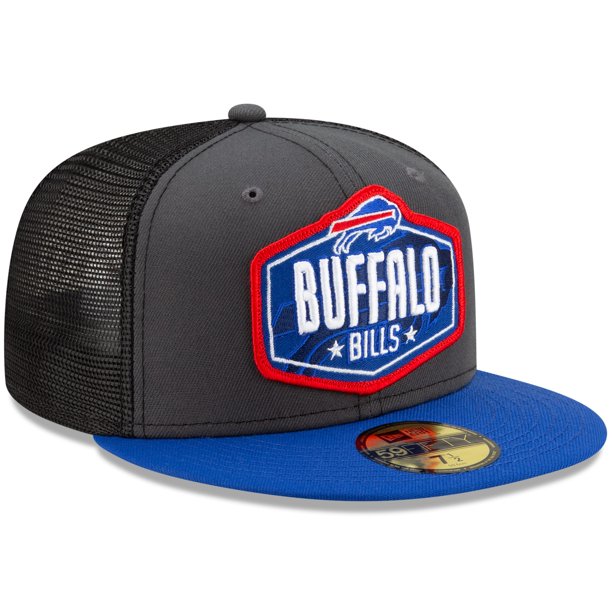 New Era Graphite/Royal Buffalo Bills 2021 NFL Draft On-Stage Mesh Back 59FIFTY Fitted Hat