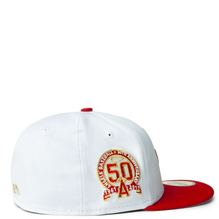 New Era Anaheim Angels White/Red/Gold 50th Anniversary 59FIFTY Fitted Cap
