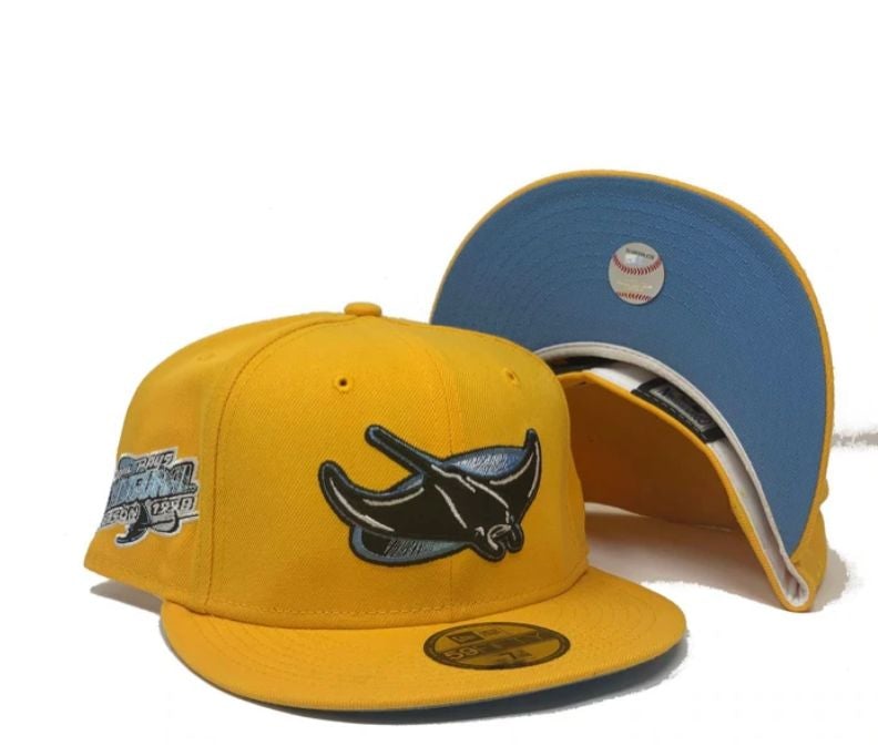 New Era Tampa Bay Devil Rays Yellow 1998 Inaugural Season Icy Undervisor 59FIFTY Fitted Hat