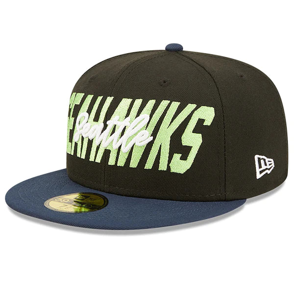 New Era Seattle Seahawks  Black/Navy 2022 NFL Draft On Stage 59FIFTY Fitted Hat