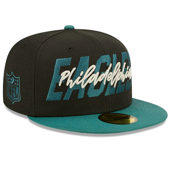 New Era Philadelphia Eagles  Black/Midnight Green 2022 NFL Draft On Stage 59FIFTY Fitted Hat