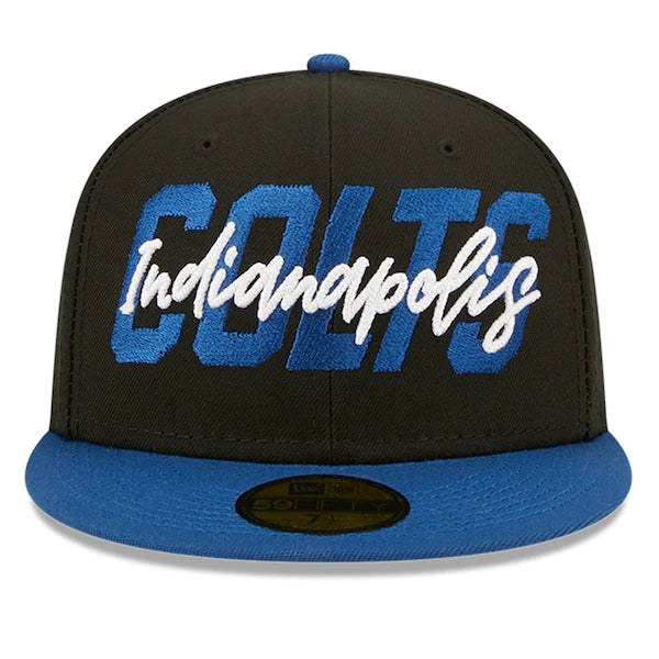 New Era Indianapolis Colts  Black/Royal 2022 NFL Draft On Stage 59FIFTY Fitted Hat
