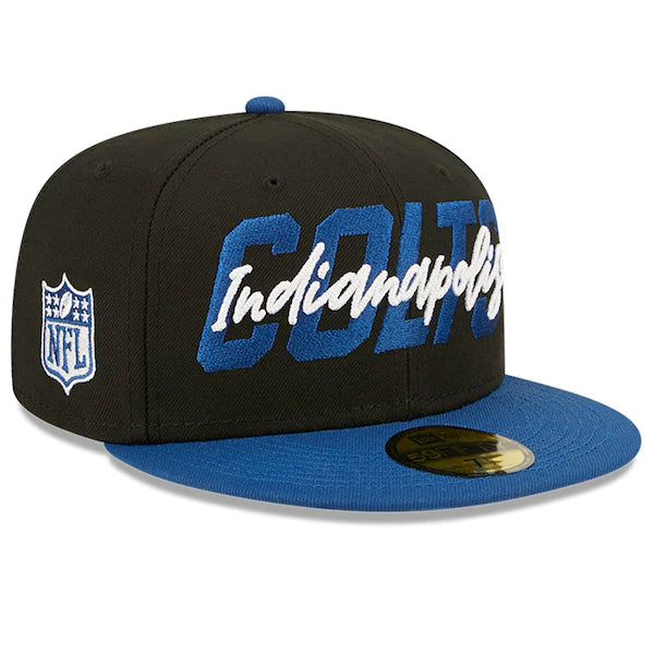 New Era Indianapolis Colts  Black/Royal 2022 NFL Draft On Stage 59FIFTY Fitted Hat