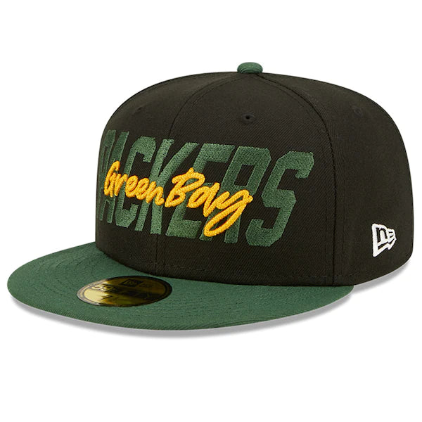 New Era Green Bay Packers  Black/Green 2022 NFL Draft On Stage 59FIFTY Fitted Hat