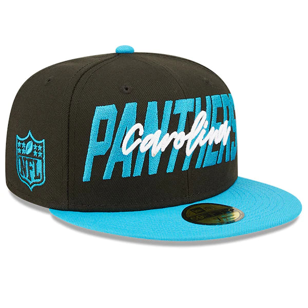 New Era Carolina Panthers  Black/Blue 2022 NFL Draft On Stage 59FIFTY Fitted Hat