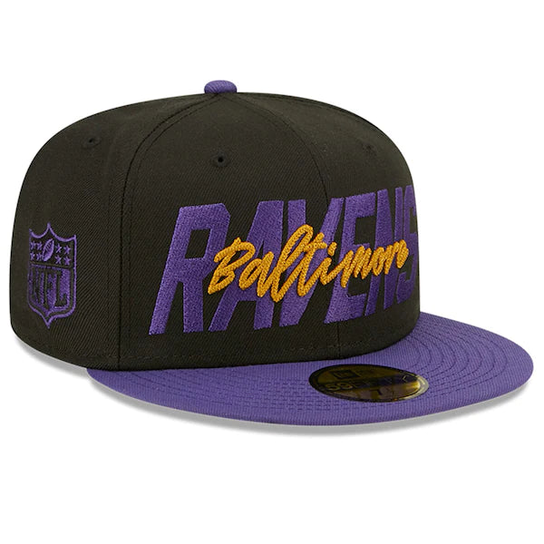 New Era Baltimore Ravens  Black/Purple 2022 NFL Draft On Stage 59FIFTY Fitted Hat