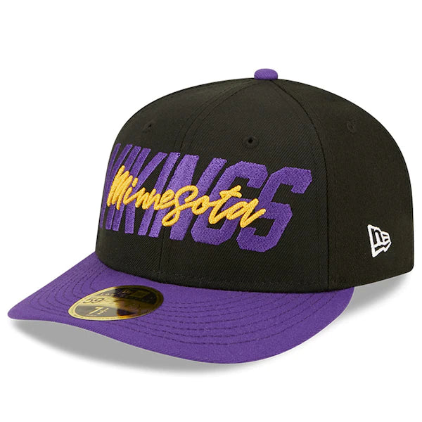 New Era Minnesota Vikings  Black/Purple 2022 NFL Draft Low Profile 59FIFTY Fitted Hat