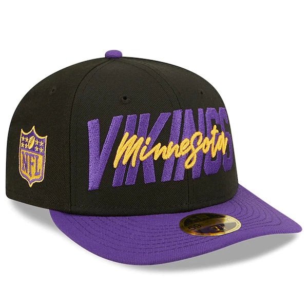 New Era Minnesota Vikings  Black/Purple 2022 NFL Draft Low Profile 59FIFTY Fitted Hat