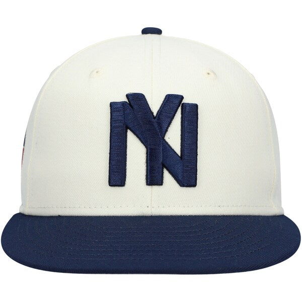 Rings & Crwns  New York Black Yankees Team Fitted Hat - Cream/Navy