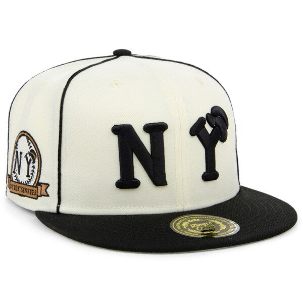Rings & Crwns  New York Black Yankees Team Fitted Hat - Cream/Black