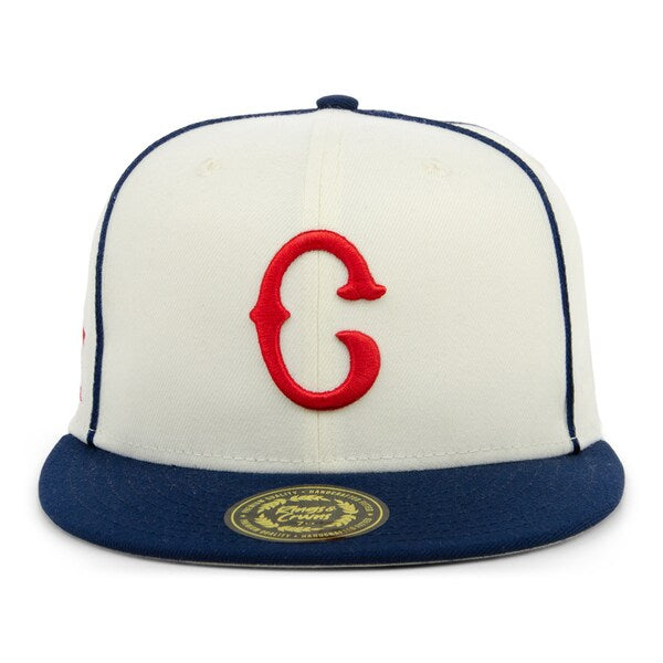 Rings & Crwns  Cleveland Buckeyes Team Fitted Hat - Cream/Navy