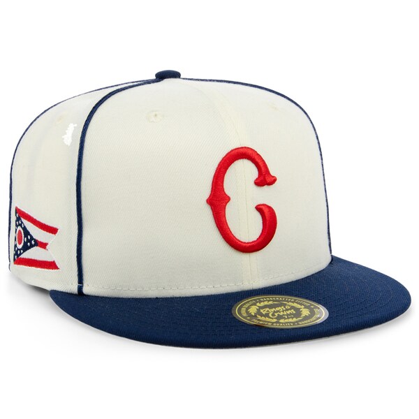 Rings & Crwns  Cleveland Buckeyes Team Fitted Hat - Cream/Navy