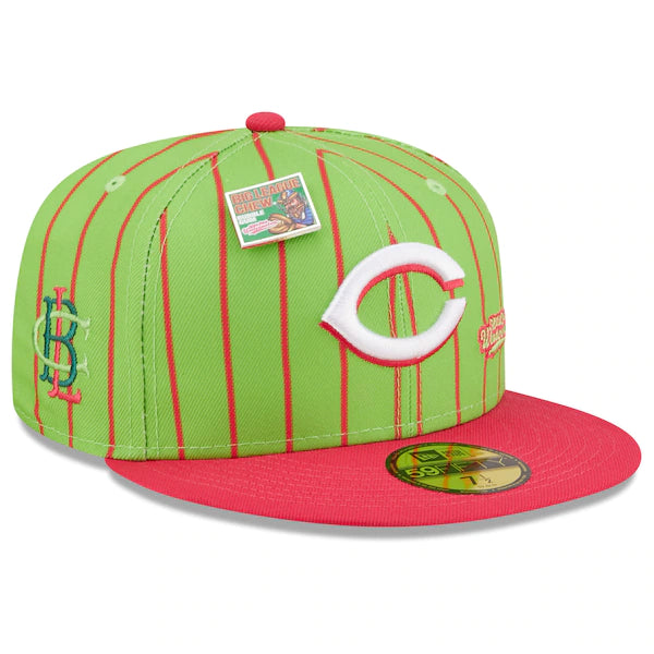 New Era MLB x Big League Chew  Cincinnati Reds Wild Pitch Watermelon Flavor Pack 59FIFTY Fitted Hat - Pink/Green