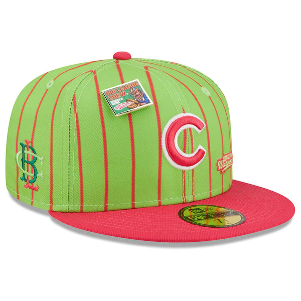 New Era MLB x Big League Chew  Chicago Cubs Wild Pitch Watermelon Flavor Pack 59FIFTY Fitted Hat - Pink/Green