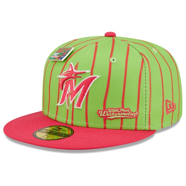 New Era MLB x Big League Chew  Miami Marlins Wild Pitch Watermelon Flavor Pack 59FIFTY Fitted Hat - Pink/Green