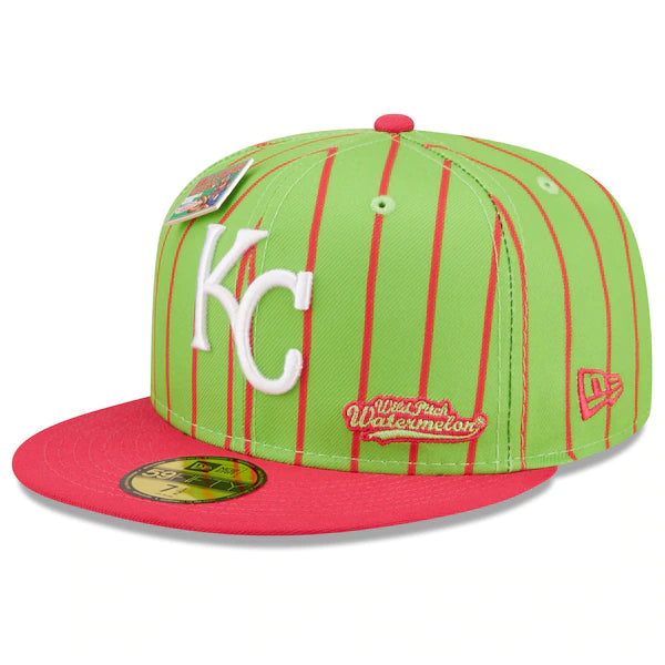 New Era MLB x Big League Chew  Kansas City Royals Wild Pitch Watermelon Flavor Pack 59FIFTY Fitted Hat - Pink/Green