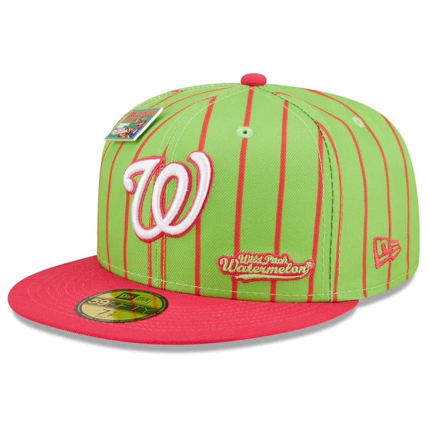New Era MLB x Big League Chew  Washington Nationals Wild Pitch Watermelon Flavor Pack 59FIFTY Fitted Hat - Pink/Green
