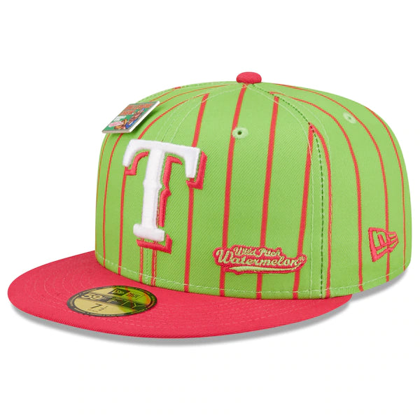 New Era MLB x Big League Chew  Texas Rangers Wild Pitch Watermelon Flavor Pack 59FIFTY Fitted Hat - Pink/Green
