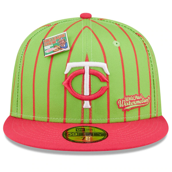 New Era MLB x Big League Chew  Minnesota Twins Wild Pitch Watermelon Flavor Pack 59FIFTY Fitted Hat - Pink/Green