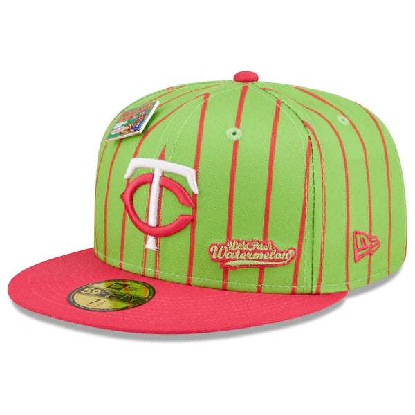 New Era MLB x Big League Chew  Minnesota Twins Wild Pitch Watermelon Flavor Pack 59FIFTY Fitted Hat - Pink/Green