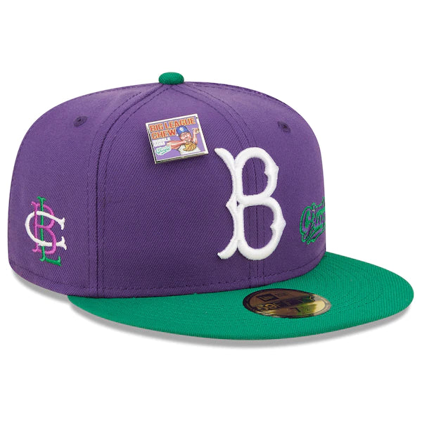 New Era MLB x Big League Chew  Brooklyn Dodgers Ground Ball Grape Flavor Pack 59FIFTY Fitted Hat - Purple/Green