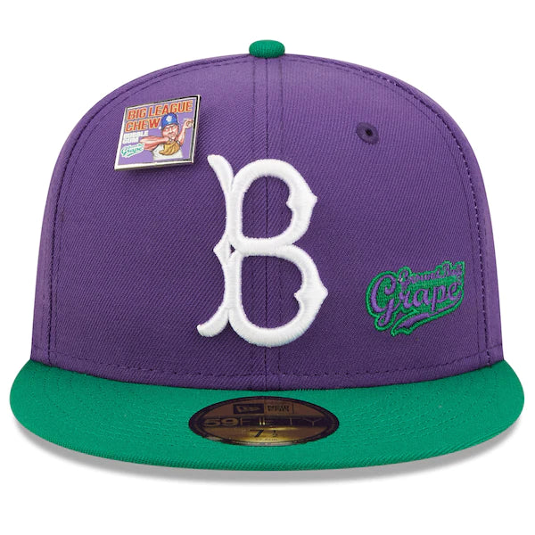 New Era MLB x Big League Chew  Brooklyn Dodgers Ground Ball Grape Flavor Pack 59FIFTY Fitted Hat - Purple/Green