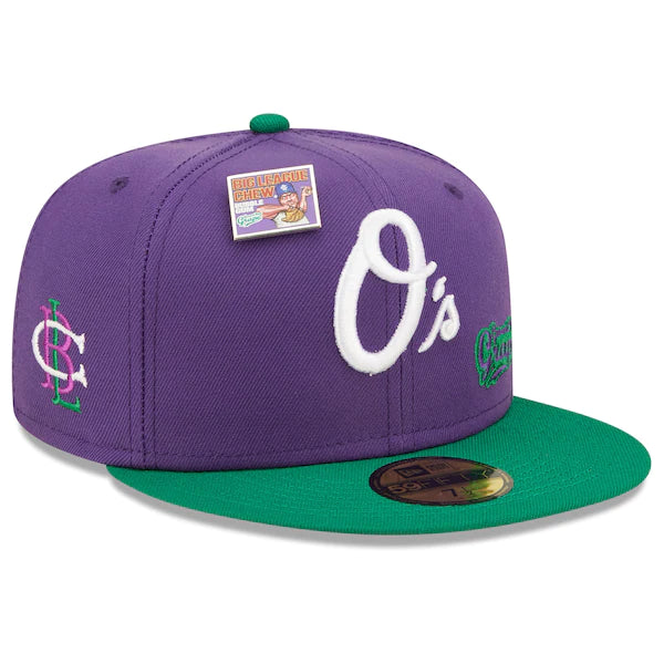 New Era MLB x Big League Chew  Baltimore Orioles Ground Ball Grape Flavor Pack 59FIFTY Fitted Hat - Purple/Green