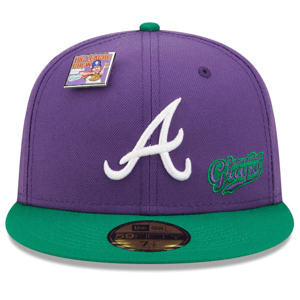 New Era MLB x Big League Chew  Atlanta Braves Ground Ball Grape Flavor Pack 59FIFTY Fitted Hat - Purple/Green