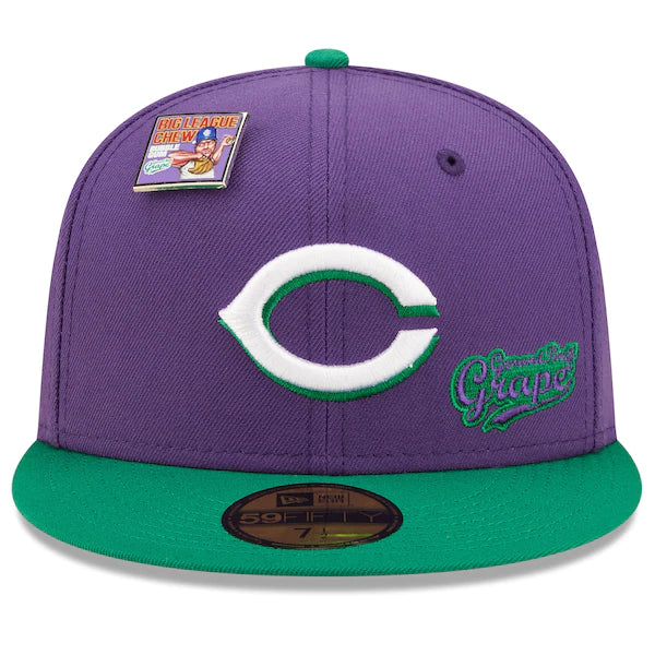 New Era MLB x Big League Chew  Cincinnati Reds Ground Ball Grape Flavor Pack 59FIFTY Fitted Hat - Purple/Green
