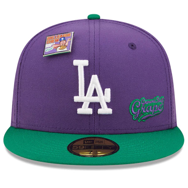 New Era MLB x Big League Chew  Los Angeles Dodgers Ground Ball Grape Flavor Pack 59FIFTY Fitted Hat - Purple/Green