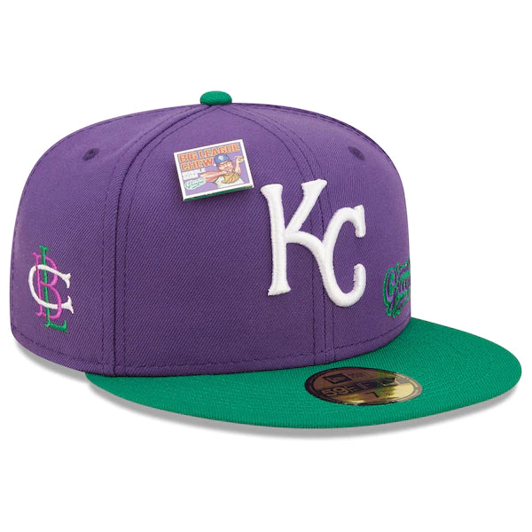 New Era MLB x Big League Chew  Kansas City Royals Ground Ball Grape Flavor Pack 59FIFTY Fitted Hat - Purple/Green