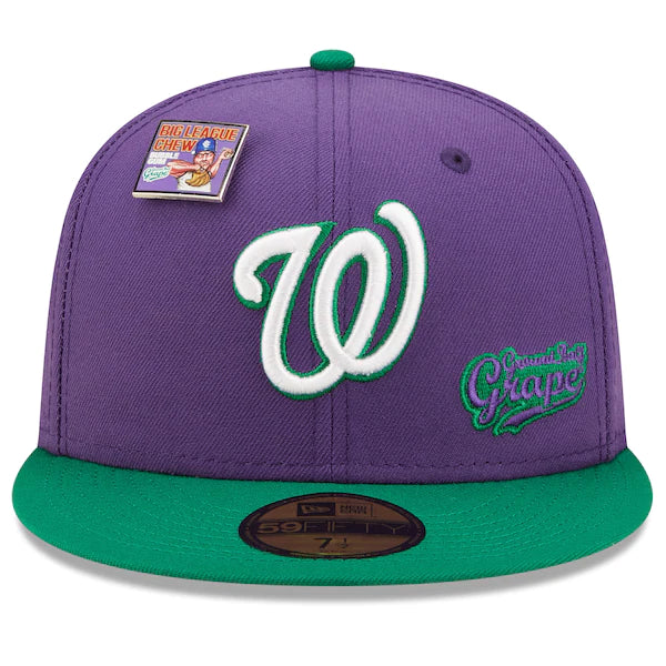 New Era MLB x Big League Chew  Washington Nationals Ground Ball Grape Flavor Pack 59FIFTY Fitted Hat - Purple/Green