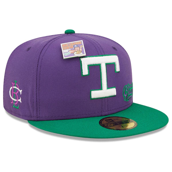 New Era MLB x Big League Chew  Texas Rangers Ground Ball Grape Flavor Pack 59FIFTY Fitted Hat - Purple/Green