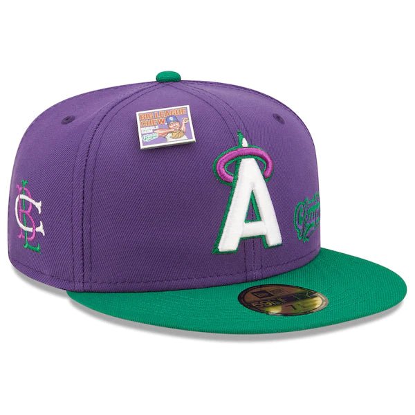 New Era MLB x Big League Chew  Los Angeles Angels Ground Ball Grape Flavor Pack 59FIFTY Fitted Hat - Purple/Green